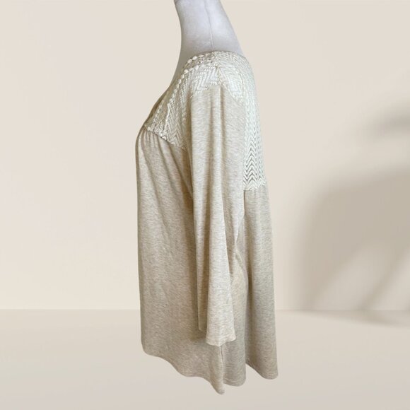 🤍 Style & Co. Boho Lace Yoke Tunic Top - Size L - Picture 4 of 7